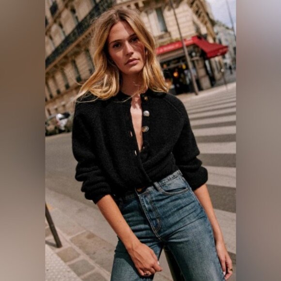 EUC Sezane Othello Cardigan Baby Alpaca Big Buttons - Picture 2 of 9